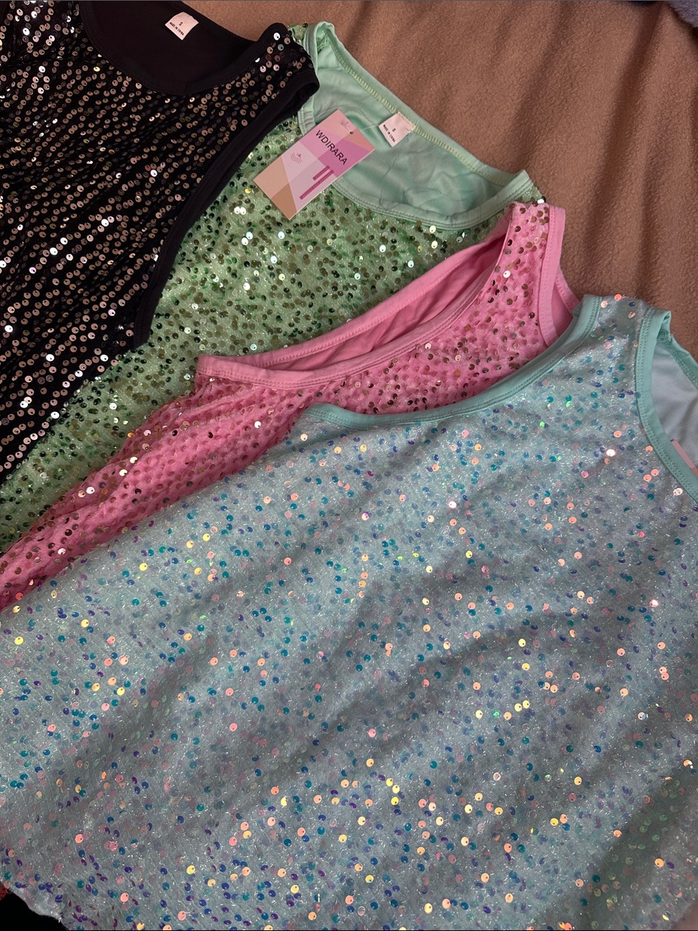 NWT Men’s Sequin Tank Top Bundle (4) Mint, Pink, Black, Aqua